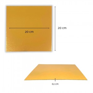 Pack 10 bases cuadradas para tartas - Dorado - 20x20cm