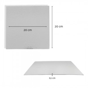 Pack 10 bases cuadradas para tartas - Plata - 20x20cm