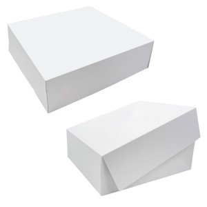 Pack 50 cajas para tartas sin ventana - Kraft Blanco - 32x32x10cm