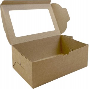 Pack 15 cajas para postres con ventana - Kraft Marrón - 20x12,7x7,6cm