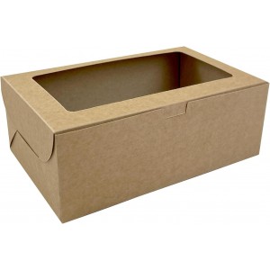 Pack 15 cajas para postres con ventana - Kraft Marrón - 20x12,7x7,6cm