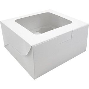 Pack 30 cajas para cupcakes con ventana - Kraft Blanco - 4 agujeros