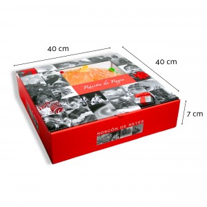 Pack 100 cajas para roscón de Reyes cuadradas - 40x40x7cm