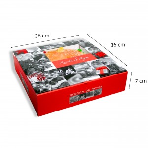 Pack 100 cajas para roscón de Reyes cuadradas - 36x36x7cm