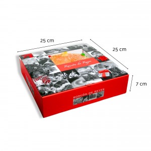 Pack 25 cajas para roscón de Reyes - 25x25x7cm