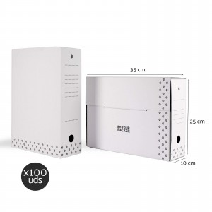 Cajas Archivo Definitivo A4 - Pack 100 unidades automontables - 35x25x10cm