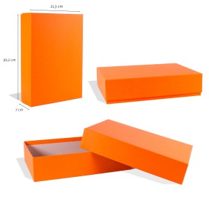 Caja de cartón forrada - Kraft naranja  - 302x213x70mm