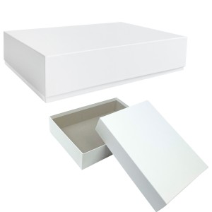 Caja de cartón forrada - Kraft blanco  - 302x213x70mm