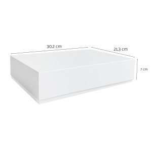 Caja de cartón forrada - Kraft blanco  - 302x213x70mm