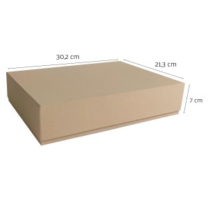 Caja de cartón forrada - Kraft crema  - 302x213x70mm