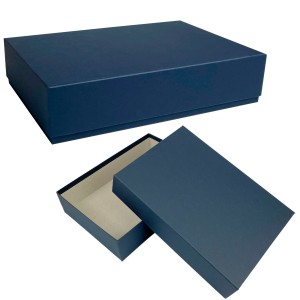 Caja de cart&oacute;n forrada - Kraft azul  - 302x213x70mm