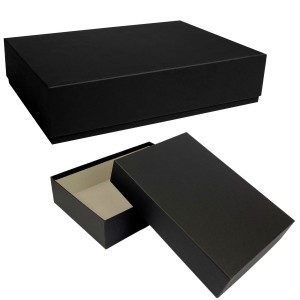 Caja de cart&oacute;n forrada - Kraft negro  - 302x213x70mm