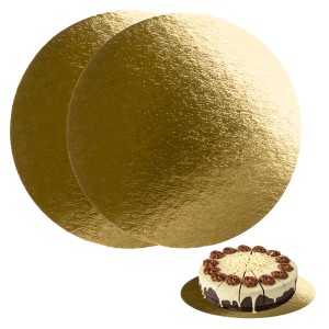 Pack 10 bases redondas para tartas - Dorado - 15cm