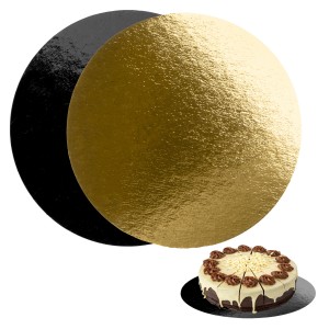Pack 10 bases redondas para tartas - Dorado y Negro - 24cm