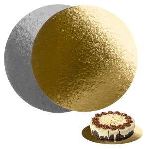 Pack 10 bases redondas para tartas - Dorado y Plata - 24cm
