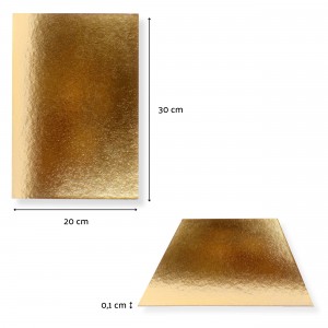 Pack 10 bases rectangulares para tartas - Dorado - 30x20cm