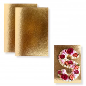 Pack 10 bases rectangulares para tartas - Dorado - 30x20cm