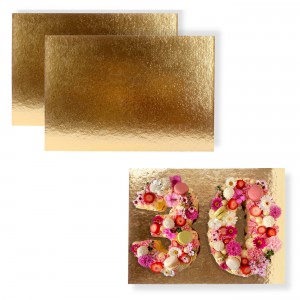Pack 10 bases rectangulares para tartas - Dorado - 40x30cm