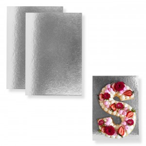 Pack 10 bases rectangulares para tartas - Plata - 30x20cm