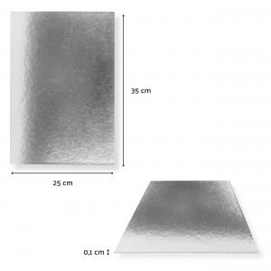 Pack 10 bases rectangulares para tartas - Plata - 35x25cm