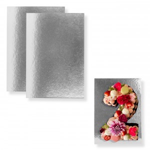 Pack 10 bases rectangulares para tartas - Plata - 35x25cm