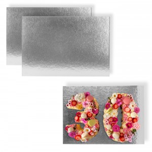 Pack 10 bases rectangulares para tartas - Plata - 40x30cm