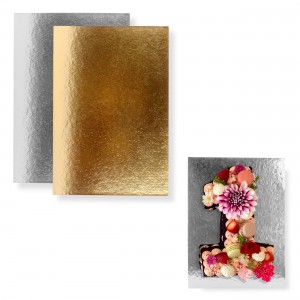 Pack 10 bases rectangulares para tartas - Dorado y Plata - 30x20cm