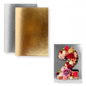 Pack 10 bases rectangulares para tartas - Dorado y Plata - 35x25cm