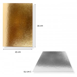 Pack 10 bases rectangulares para tartas - Dorado y Plata - 35x25cm
